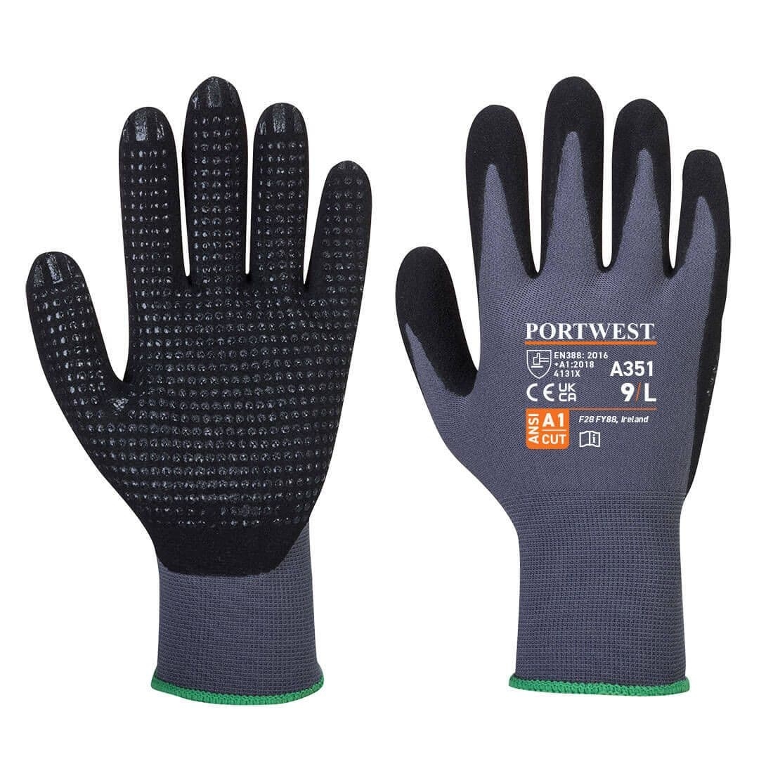 Portwest DermiFlex Plus Glove – Grey/Black – S – Lightweight – PPE – Taft Safety Store