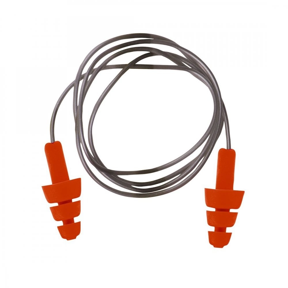Portwest EP04 Reusable Corded TPR Ear Plug (50 Pack) COLOUR: Orange