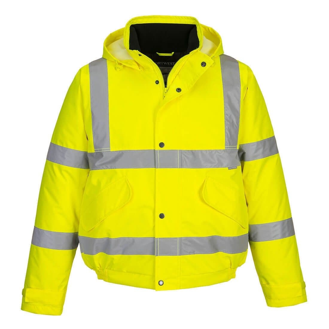 Portwest Hi-Vis Bomber Jacket – Yellow – L – Slip/Water Resistant – PPE – Taft Safety Store