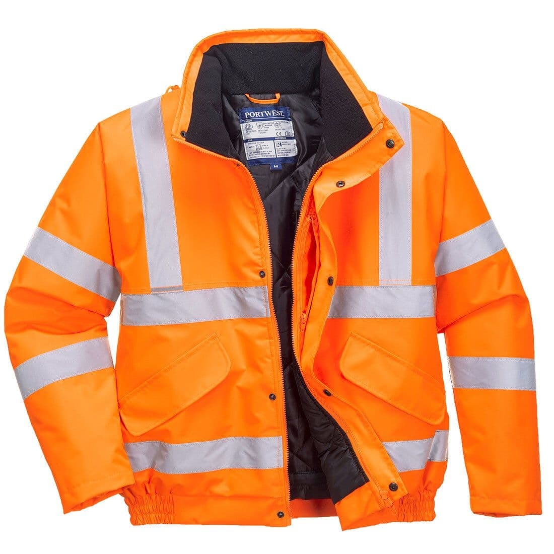 Portwest Hi-Vis Bomber Jacket RIS – Orange – XS – Slip/Water Resistant – PPE – Taft Safety Store