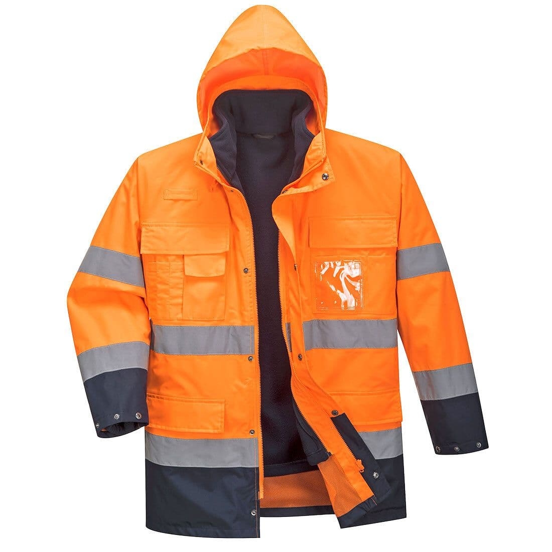 Portwest Hi-Vis Lite 3 in 1 Jacket – Orange/Navy – S – Slip/Water Resistant – PPE – Taft Safety Store