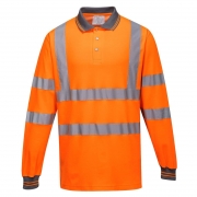 Portwest Long Sleeved Cotton Comfort Polo – Orange – M – Durable – PPE – Taft Safety Store
