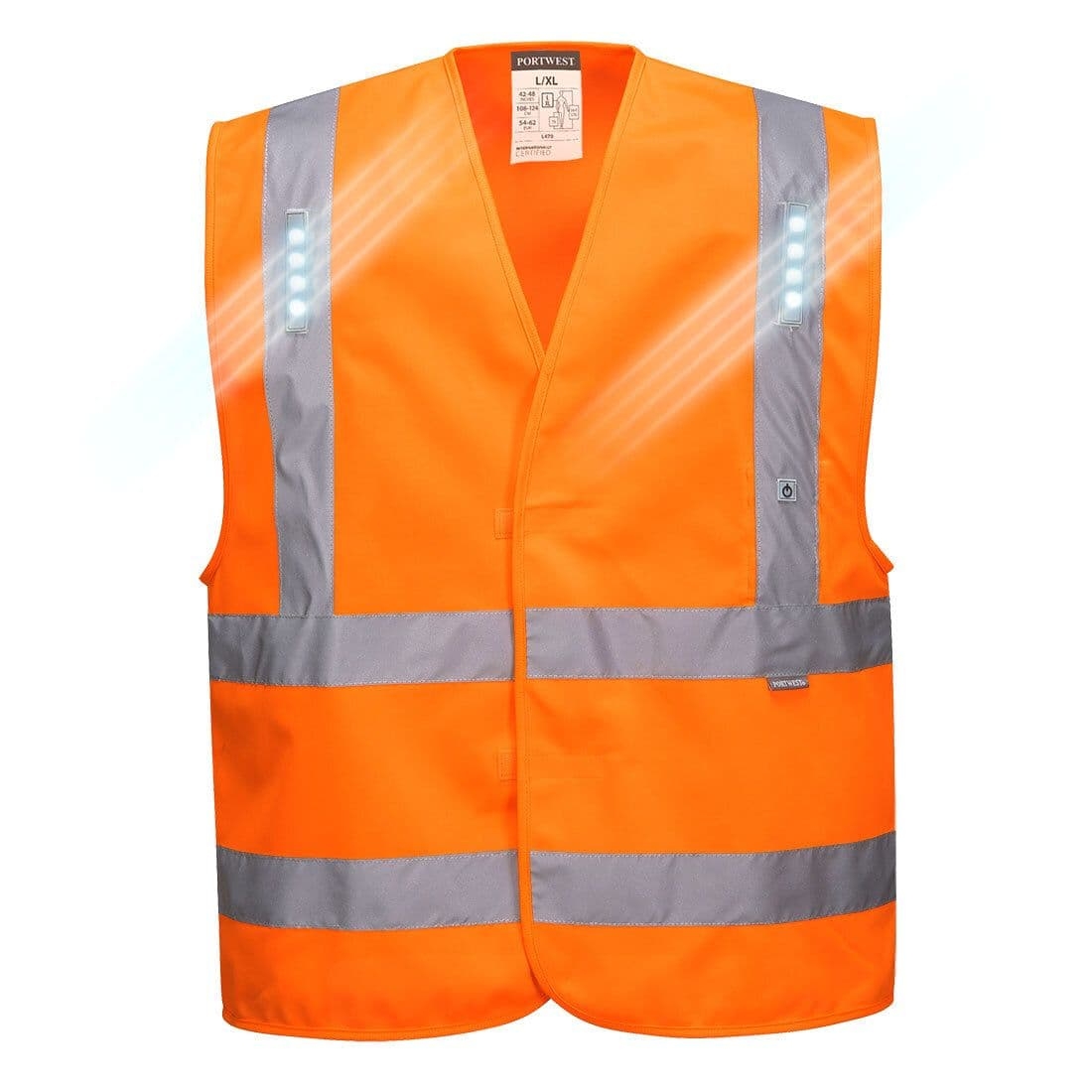 Portwest Vega LED Vest – Orange – S/M – High Visibility – PPE – Taft Safety Store