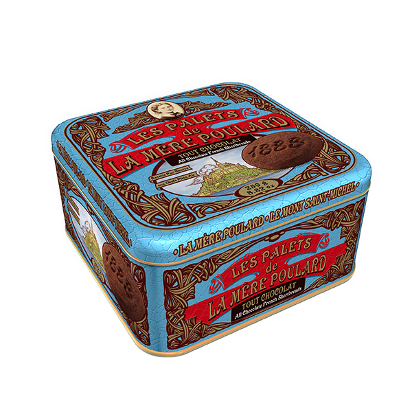 Palets pur beurre Tout Chocolat x16 boite métal – All chocolate shortbread x16 small metal box – Mère Poulard, 250g – Chanteroy – Le Vacherin Deli