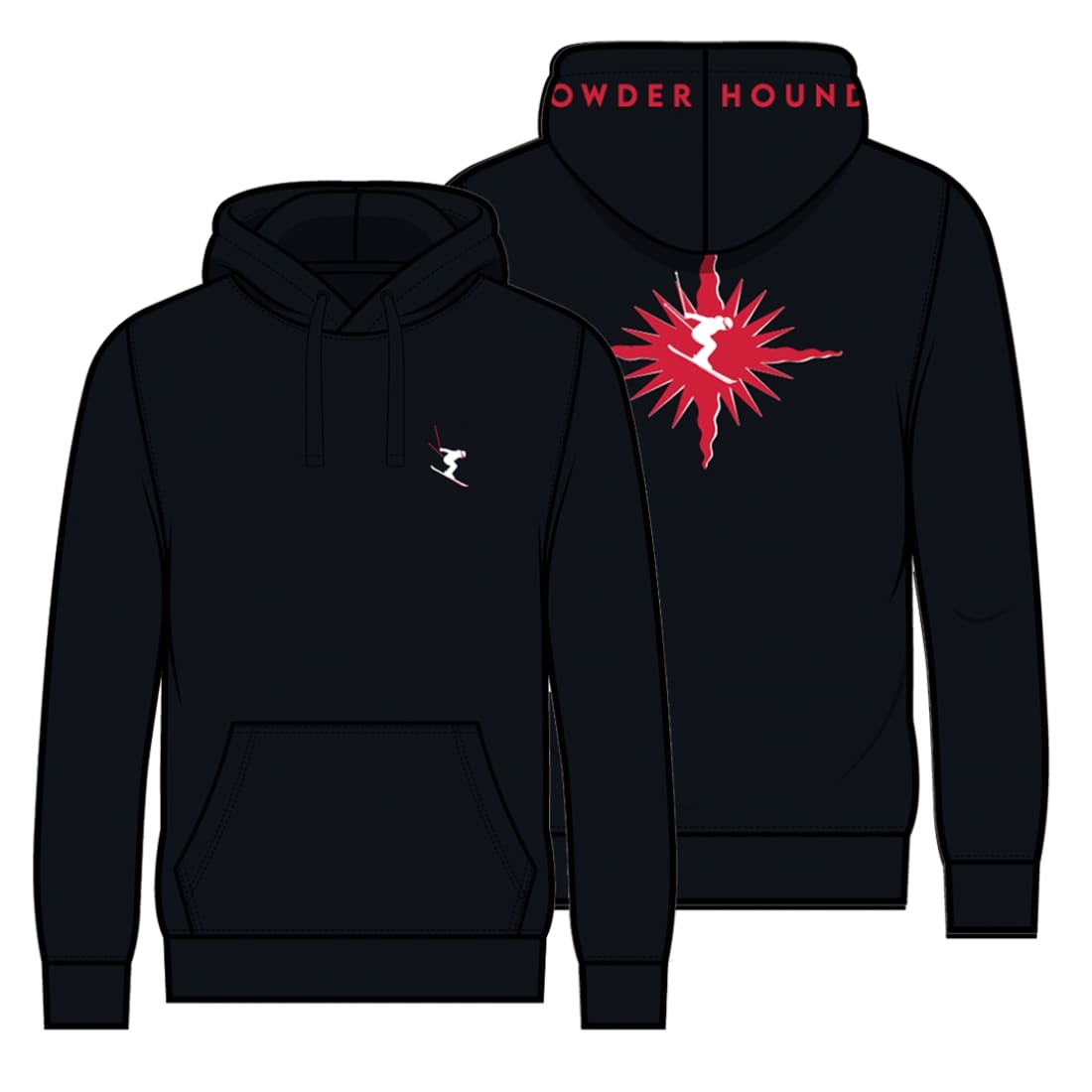 Powderhound Black & Red Ski Star Hoodie, EXTRA LARGE – Powderhound