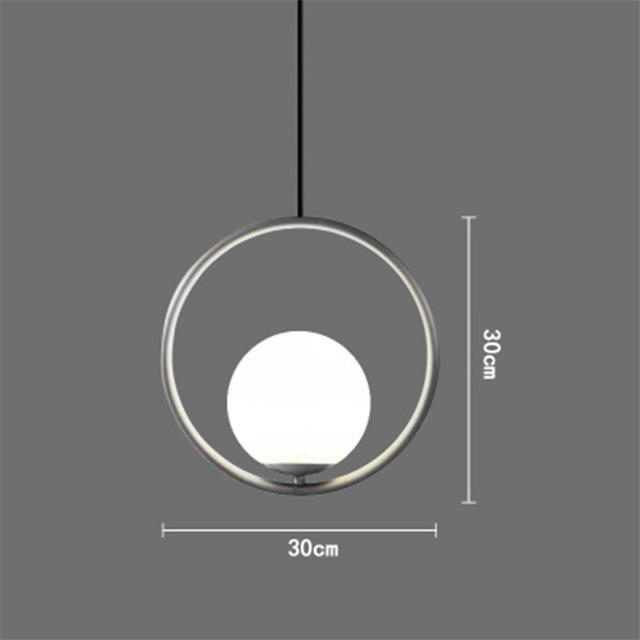 Nordic Glass Ball Pendant Lights Large Round Seated Drop – Silver 30 cm – Decked Deco LTD