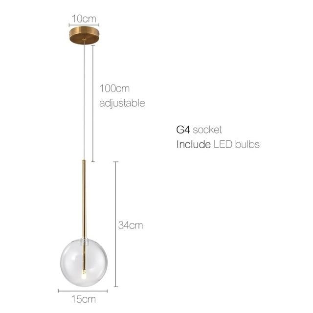 Modern Minimalist Pendant Lights 15cm glass ball – Warm White – Warm White – Decked Deco LTD