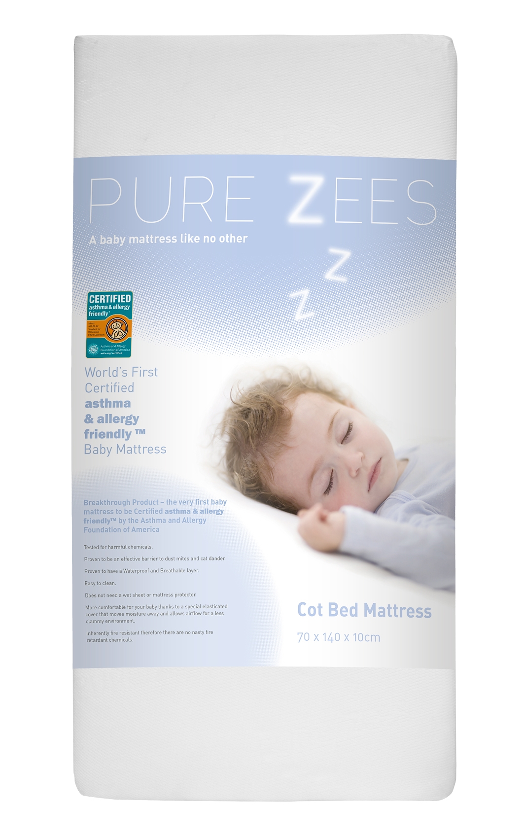 Pure Zees – Purezees Cotbed Mattress 70X140 – White – Fabric