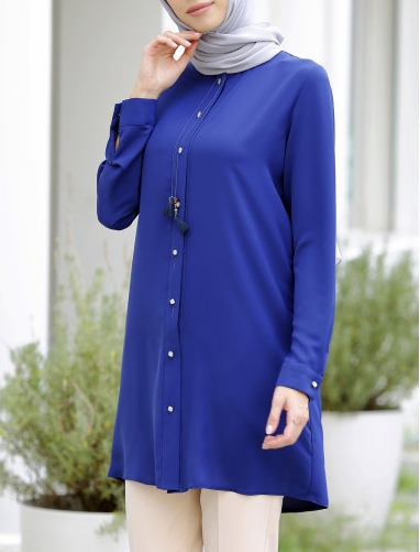 Button Detail Tunic (Blue) – UK14/EU44