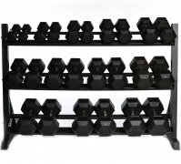 Hexagonal Rubber Dumbbell Set (12 Pairs – 2.5kg – 30kg) With Rack – SuperStrong Fitness