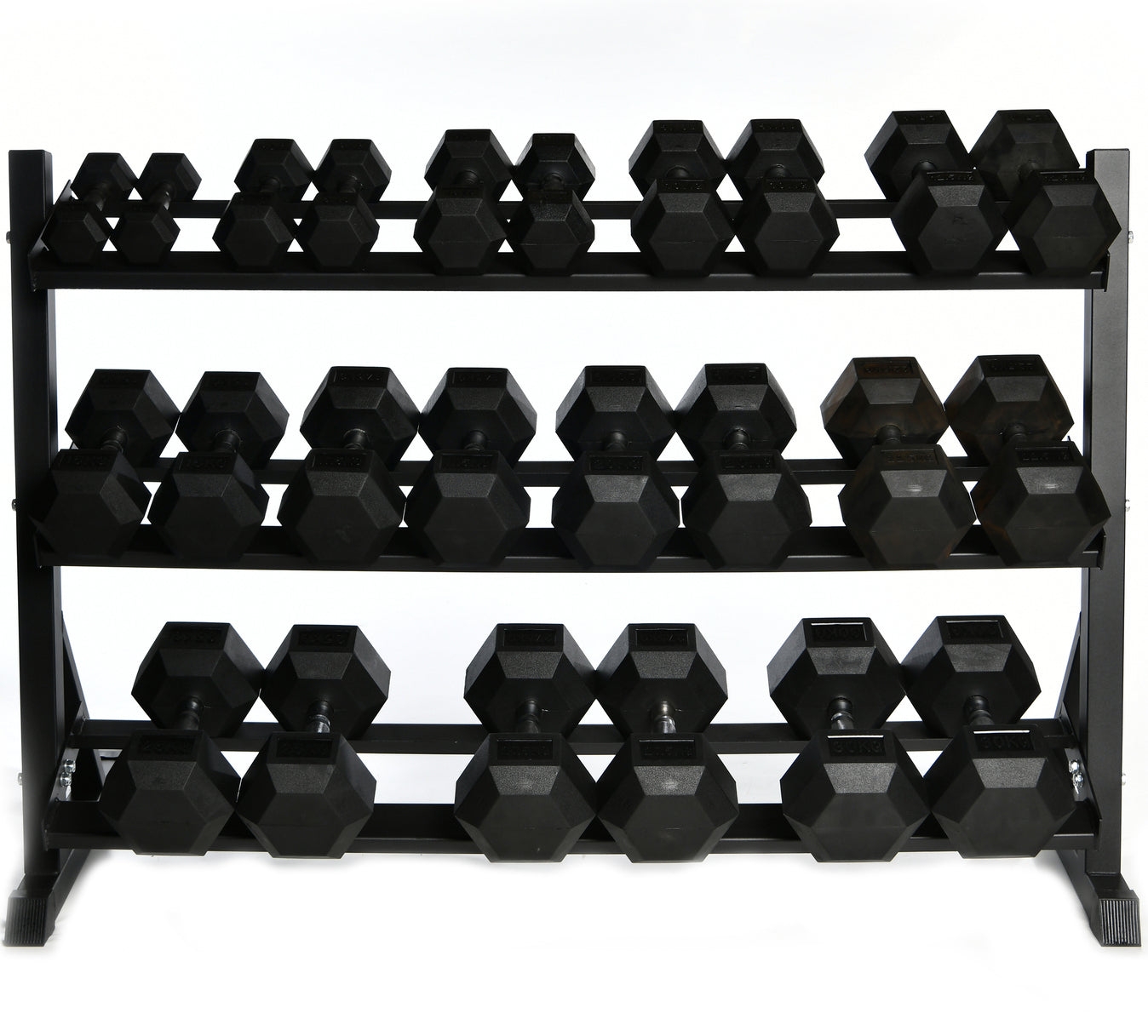 Hex Dumbbell Set 2.5kg-40kg. 16 Pairs 2.5kg increments With Racks (2 Racks} – SuperStrong Fitness