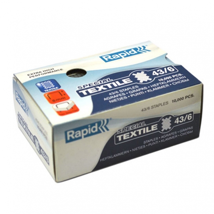 Rapid –  43 Series Textile Staples – Extra Fine / Super Strong 6 & 8mm – 6mm – Silver Colour – Textile Tools & Accessories