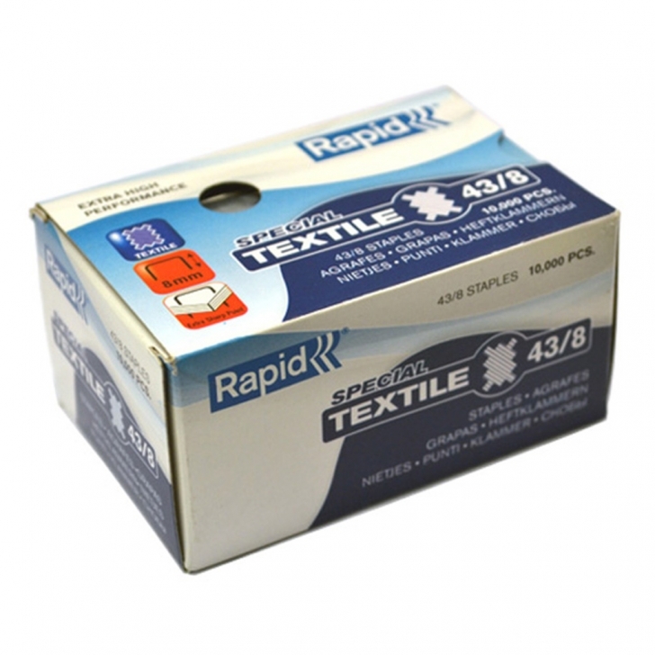 Rapid –  43 Series Textile Staples – Extra Fine / Super Strong 6 & 8mm – 8mm – Silver Colour – Textile Tools & Accessories