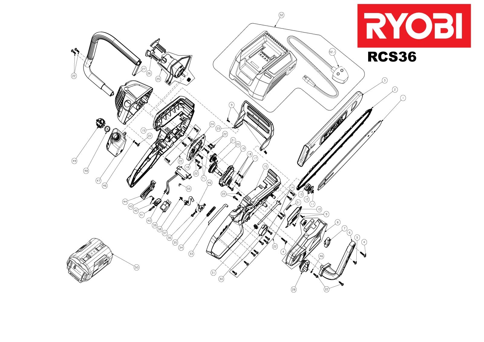 Ryobi – Spare Part – Plate For Cordless Chainsaw – RCS36 – Plate – Genuine Replacement Part