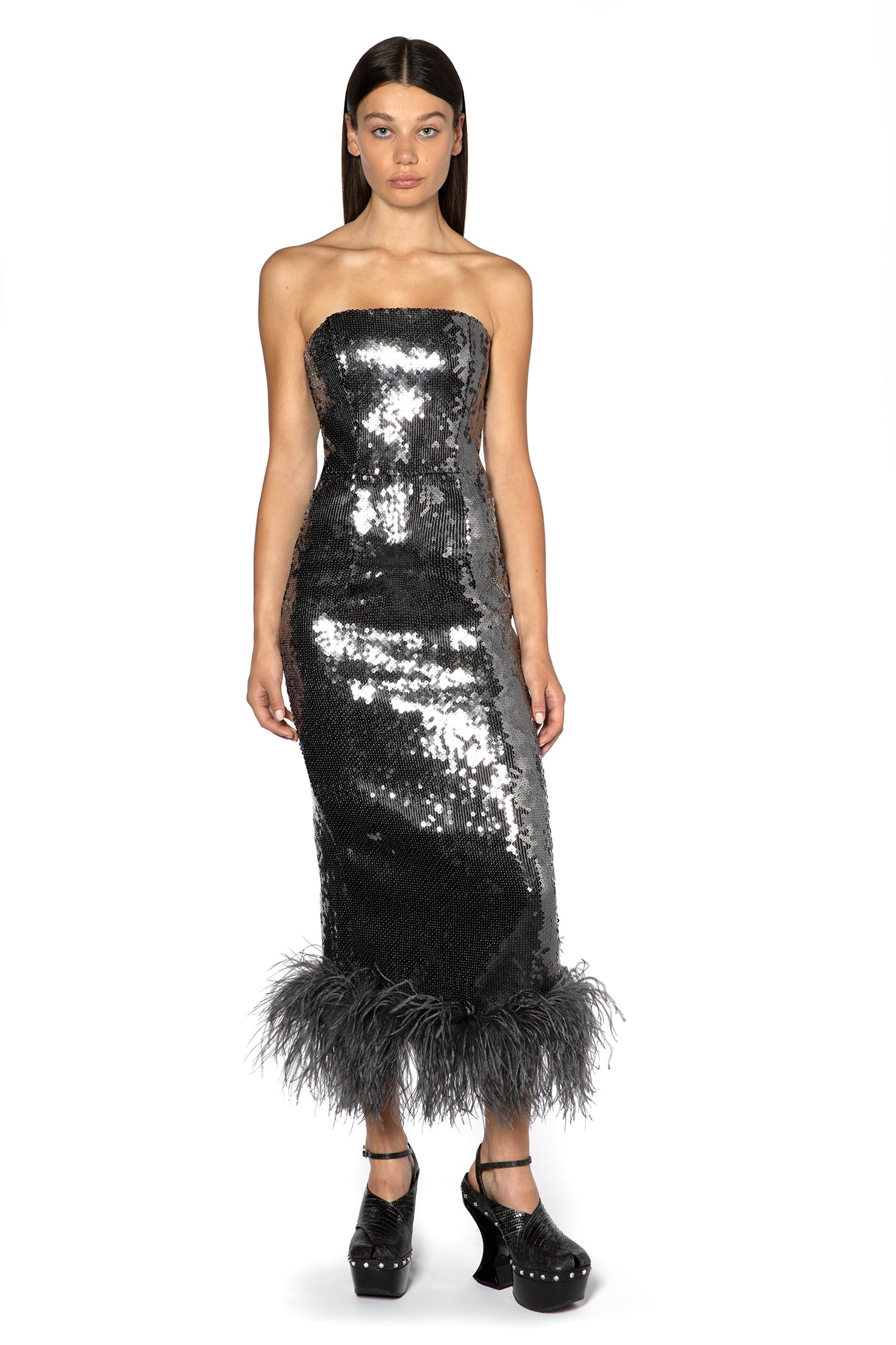 MINELLI MIDI DRESS IN ANTHRACITE SEQUIN, 4 – 16Arlington