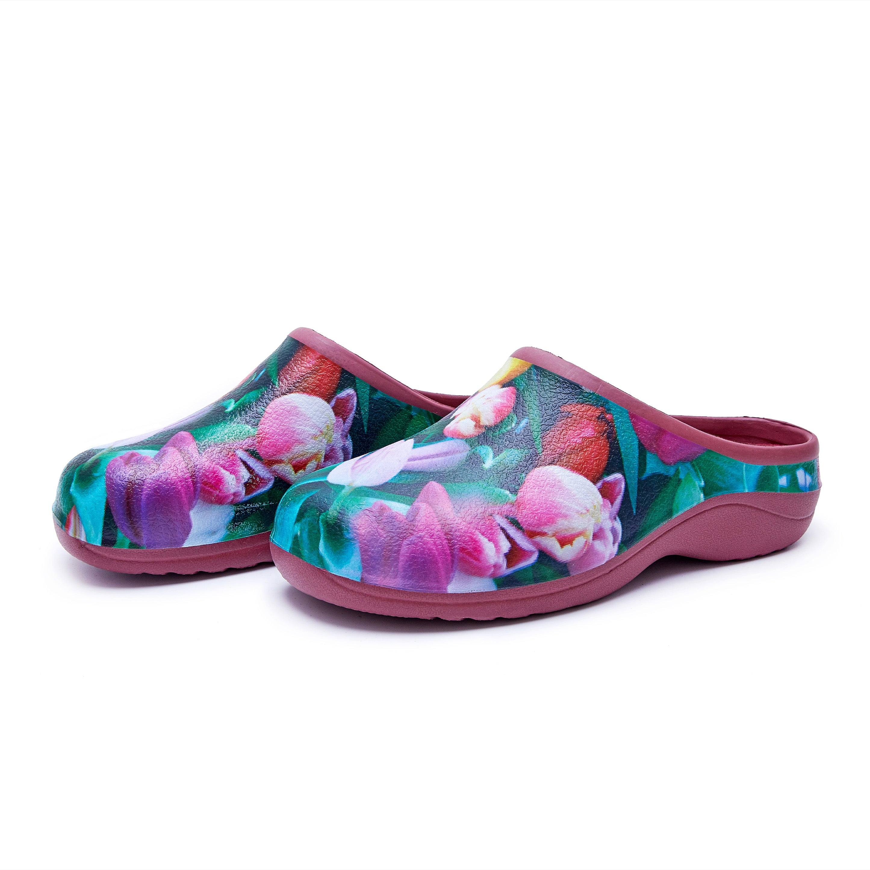 Tulip and Vieux Rose Garden Clogs Backdoorshoes Euro 37/ UK 4