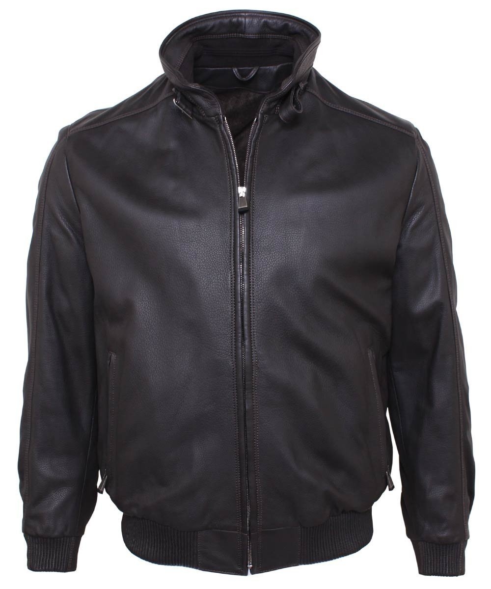 Robert Old Mens Dark Brown Bomber Style Deerskin Leather Jacket – 60 – Robert Old & Co
