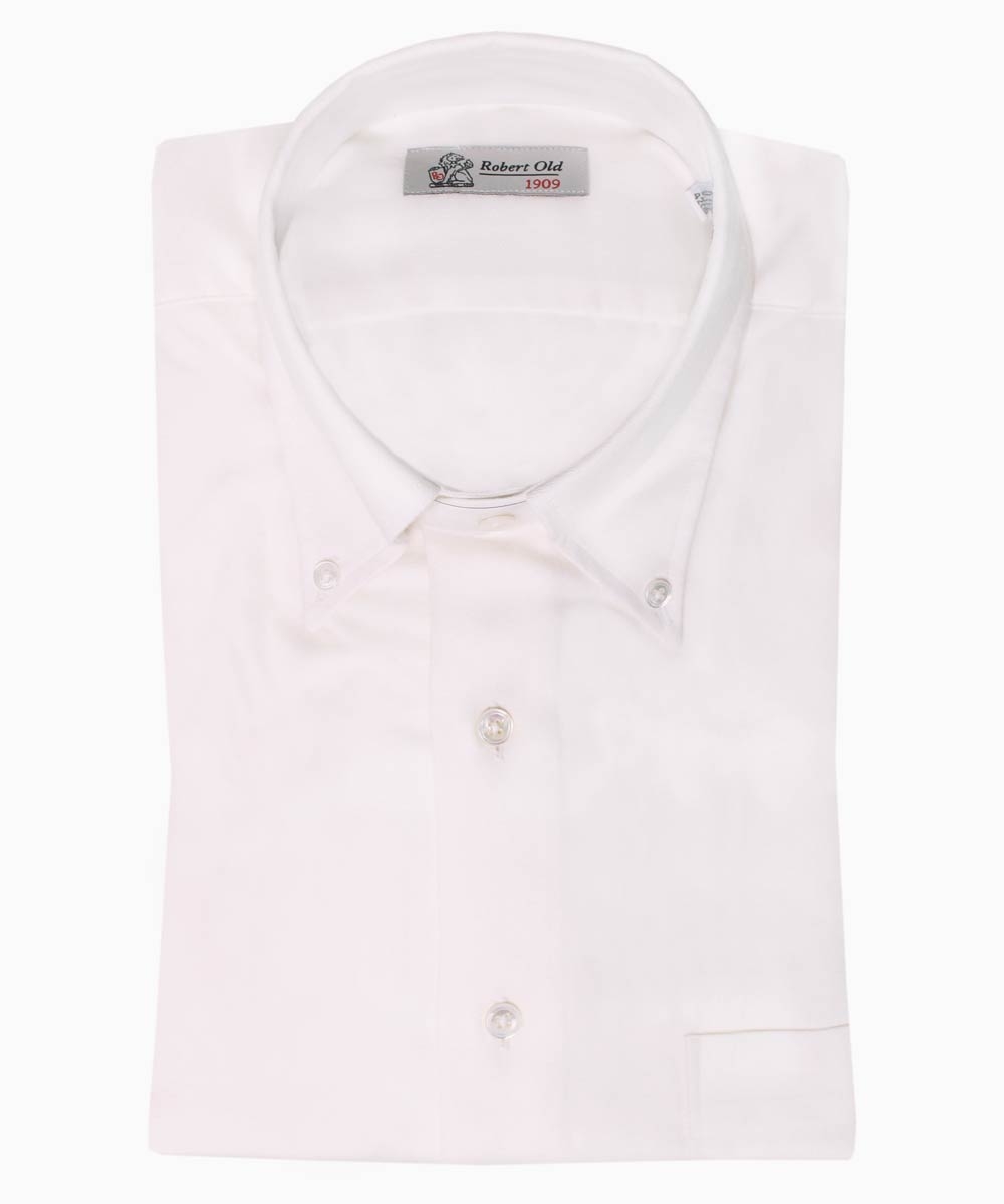 Robert Old Mens Off White Diagonal Weave Cashmerello Shirt – 44 – Robert Old & Co