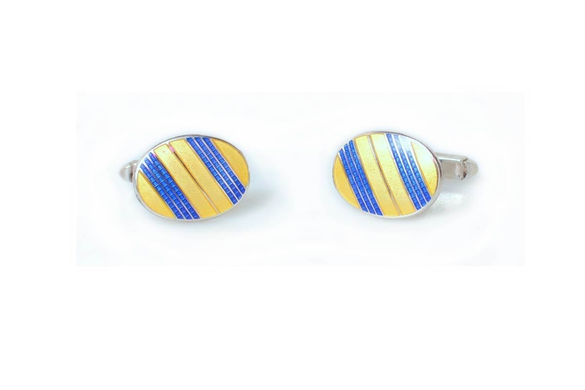 Robert Old Mens Gold and Royal Blue Oval Cufflinks – Robert Old & Co