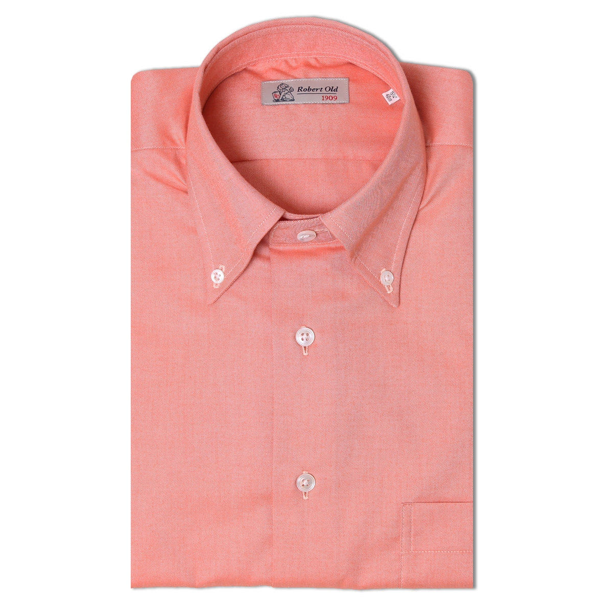 Robert Old Mens Coral Orange Flanello Cotton Twill Shirt – 46 – Robert Old & Co