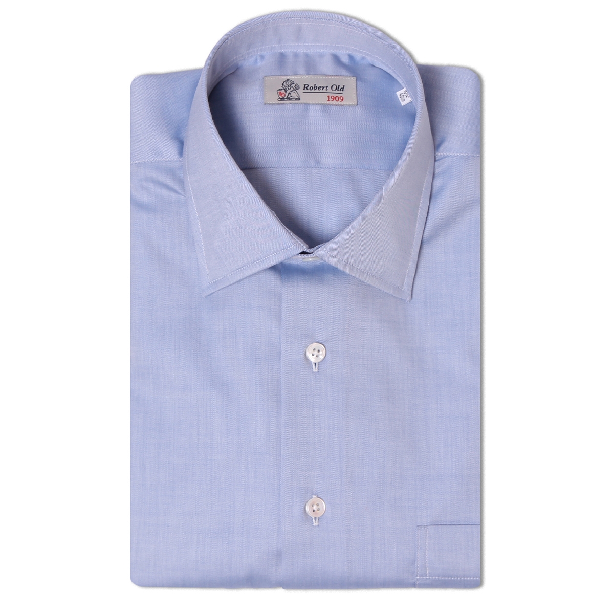 Robert Old Mens Dark Blue Genio Swiss Cotton Twill Shirt – 42 – Robert Old & Co