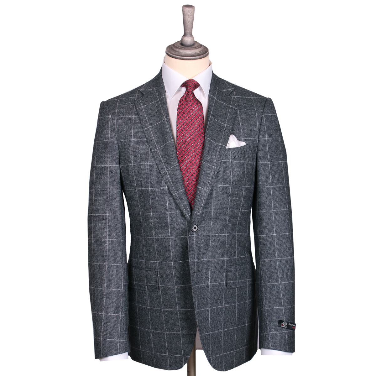 Robert Old Mens Grey & White Overcheck Barberis Wool Suit – 54 – Robert Old & Co