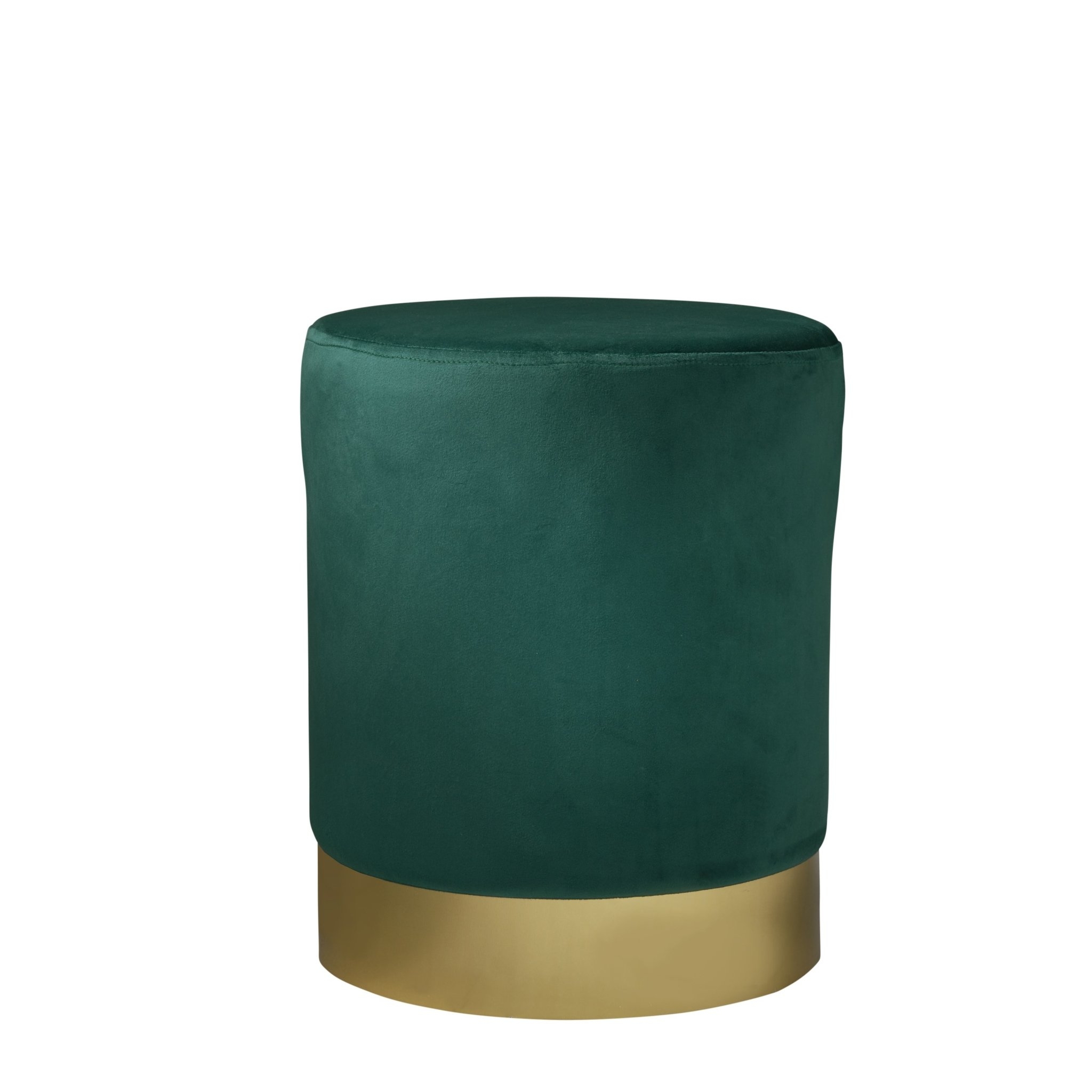 Native Home & Lifestyle Round Stool In Green Velvet With Gold Finish 35 x 35 x 43cm – Furniture & Homeware – The Luxe Home