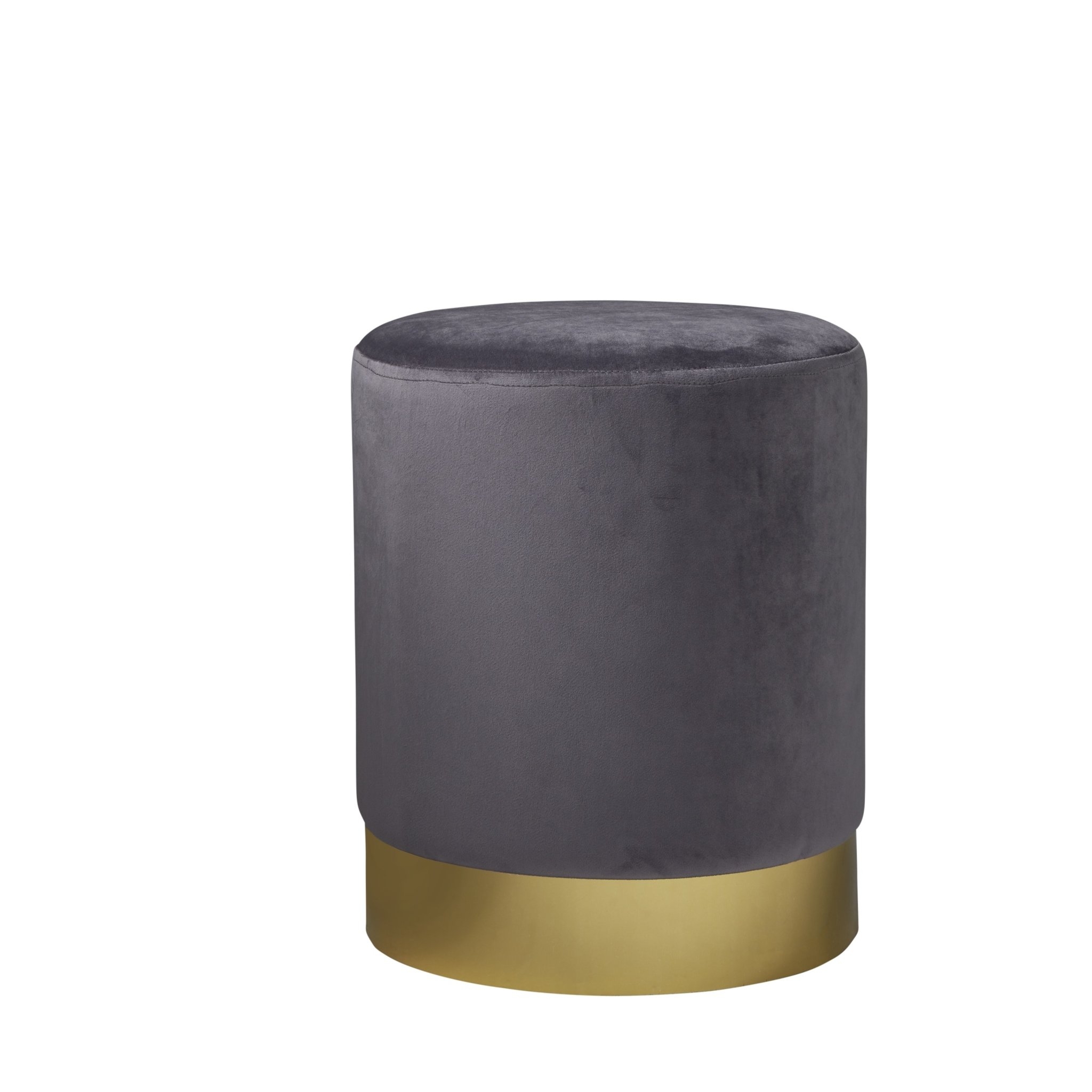 Native Home & Lifestyle Round Stool In Grey Velvet With Gold Finish 35 x 35 x 43cm – Furniture & Homeware – The Luxe Home
