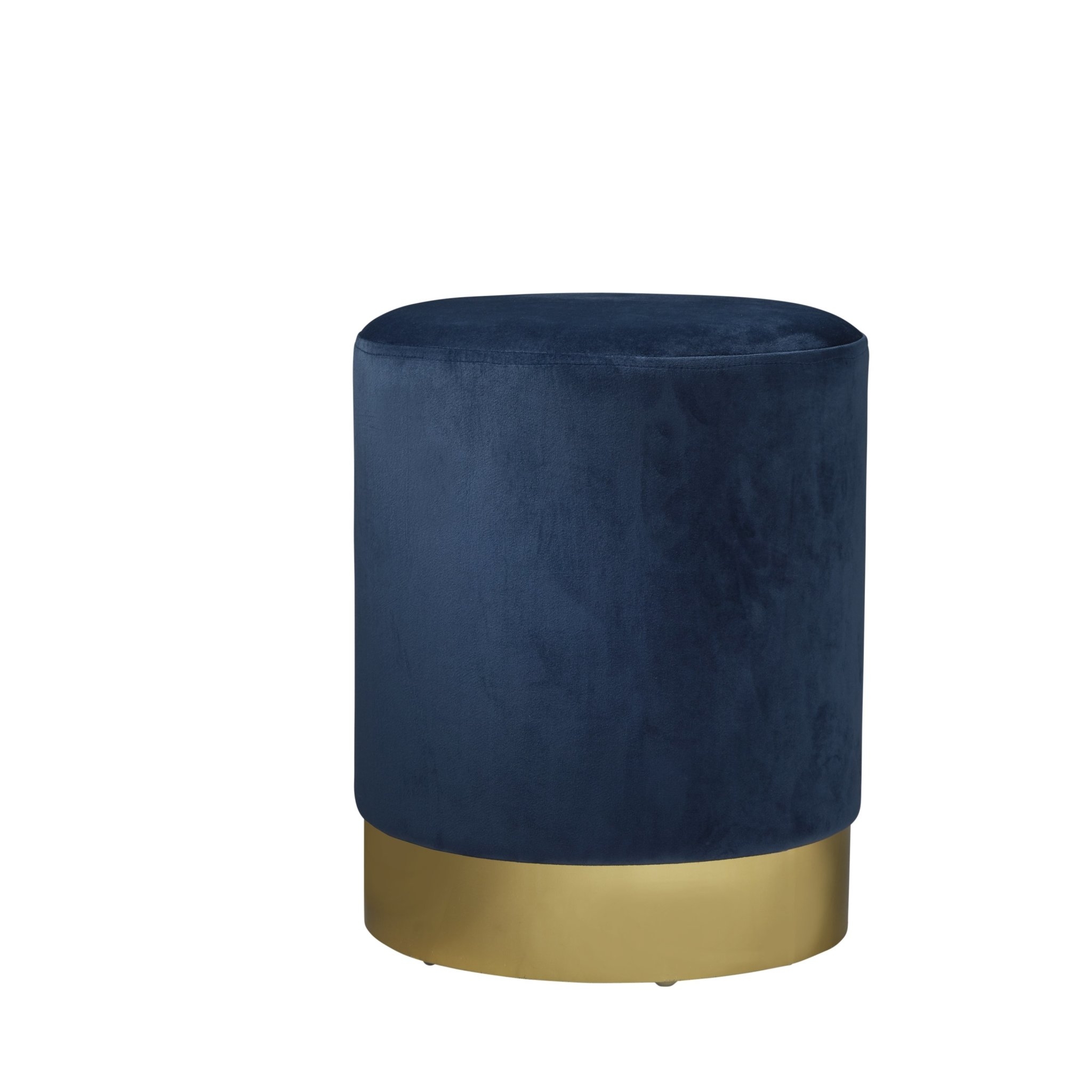 Native Home & Lifestyle Round Stool In Mystique Blue Velvet with Gold Finish 35 x 35 x 43cm – Furniture & Homeware – The Luxe Home