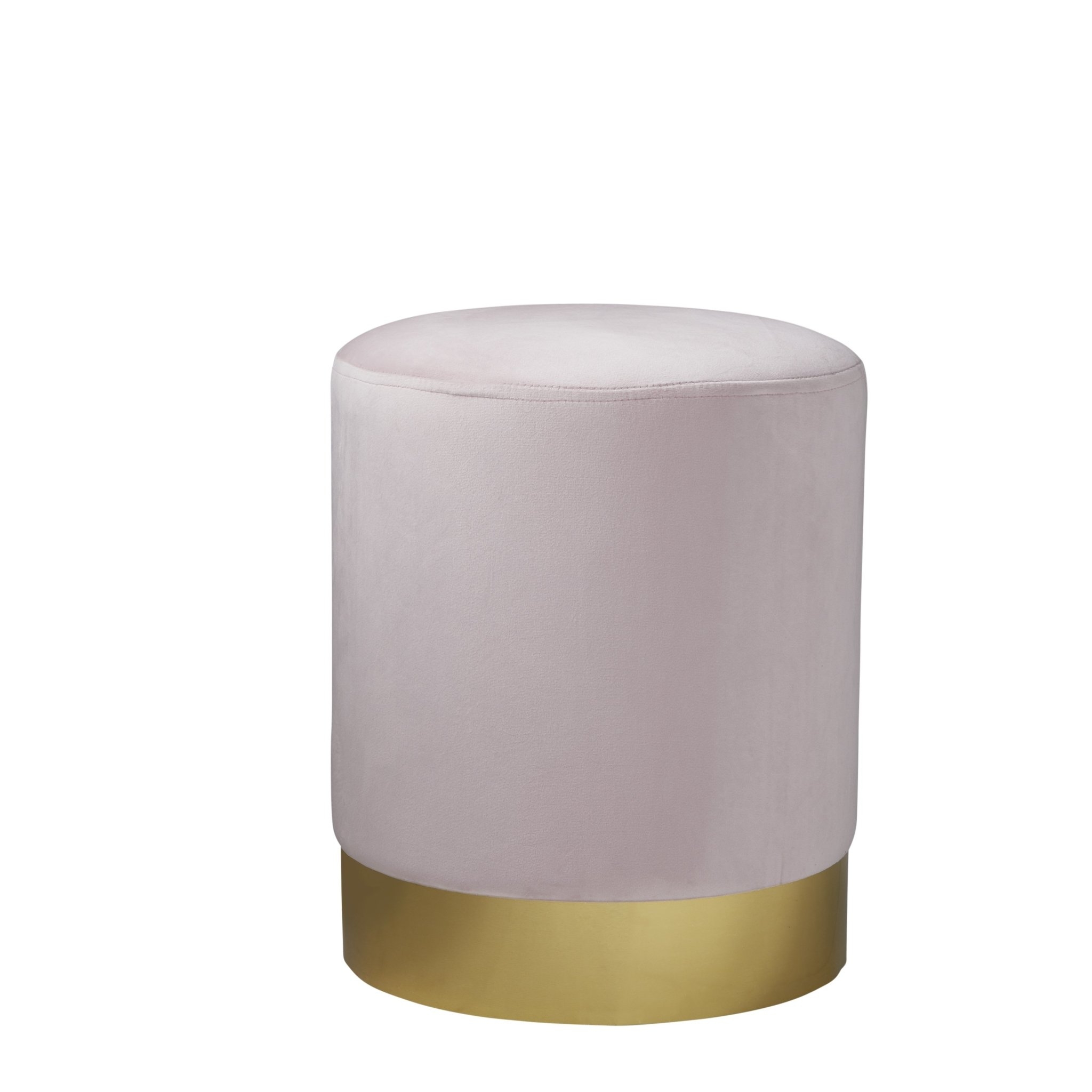 Native Home & Lifestyle Round Stool In Pastel Pink Velvet With Gold Finish 35 x 35 x 43cm – Furniture & Homeware – The Luxe Home