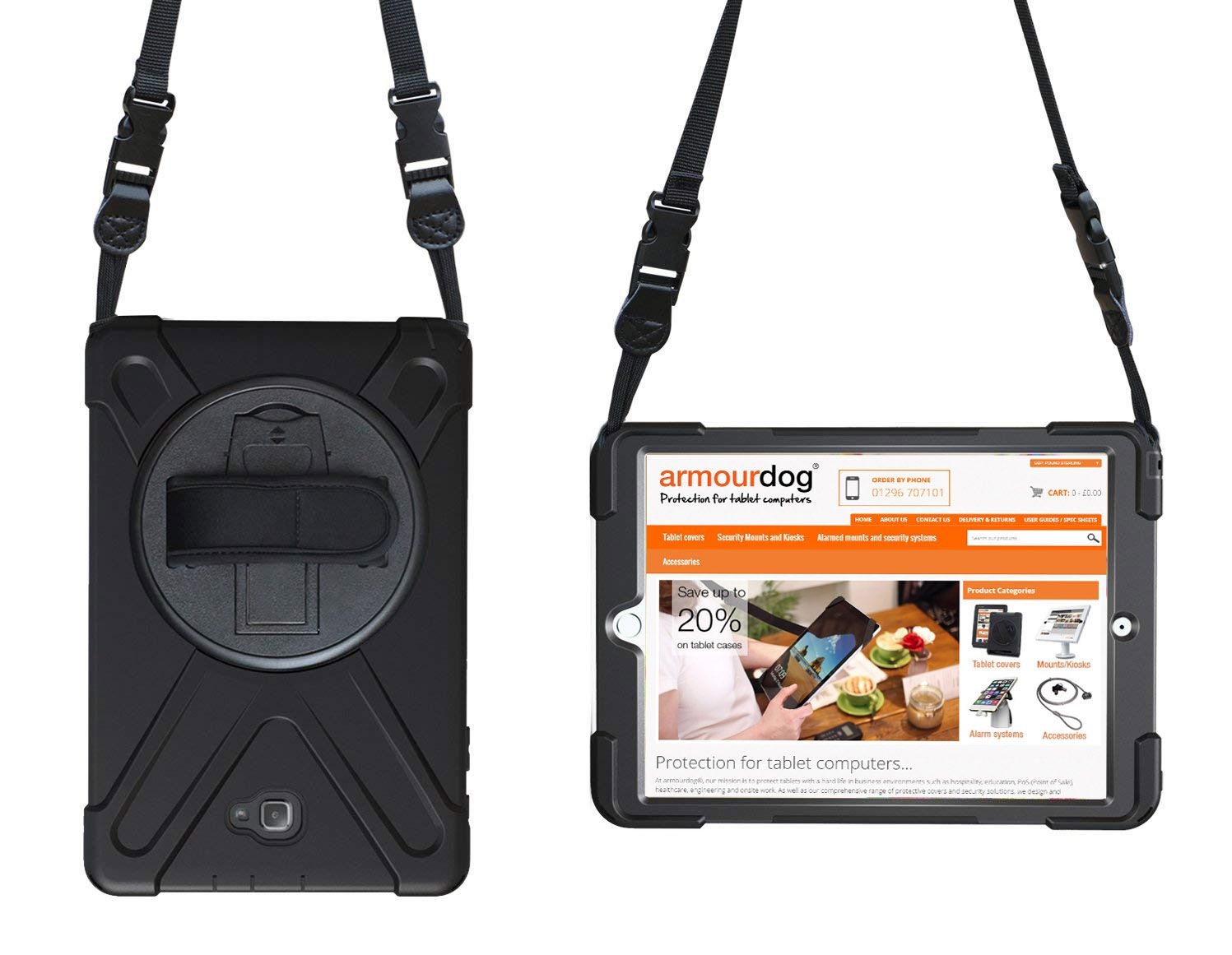 Rugged case for Samsung Tab A10.1 P580 with hand & shoulder strap, kick stand & screen protector