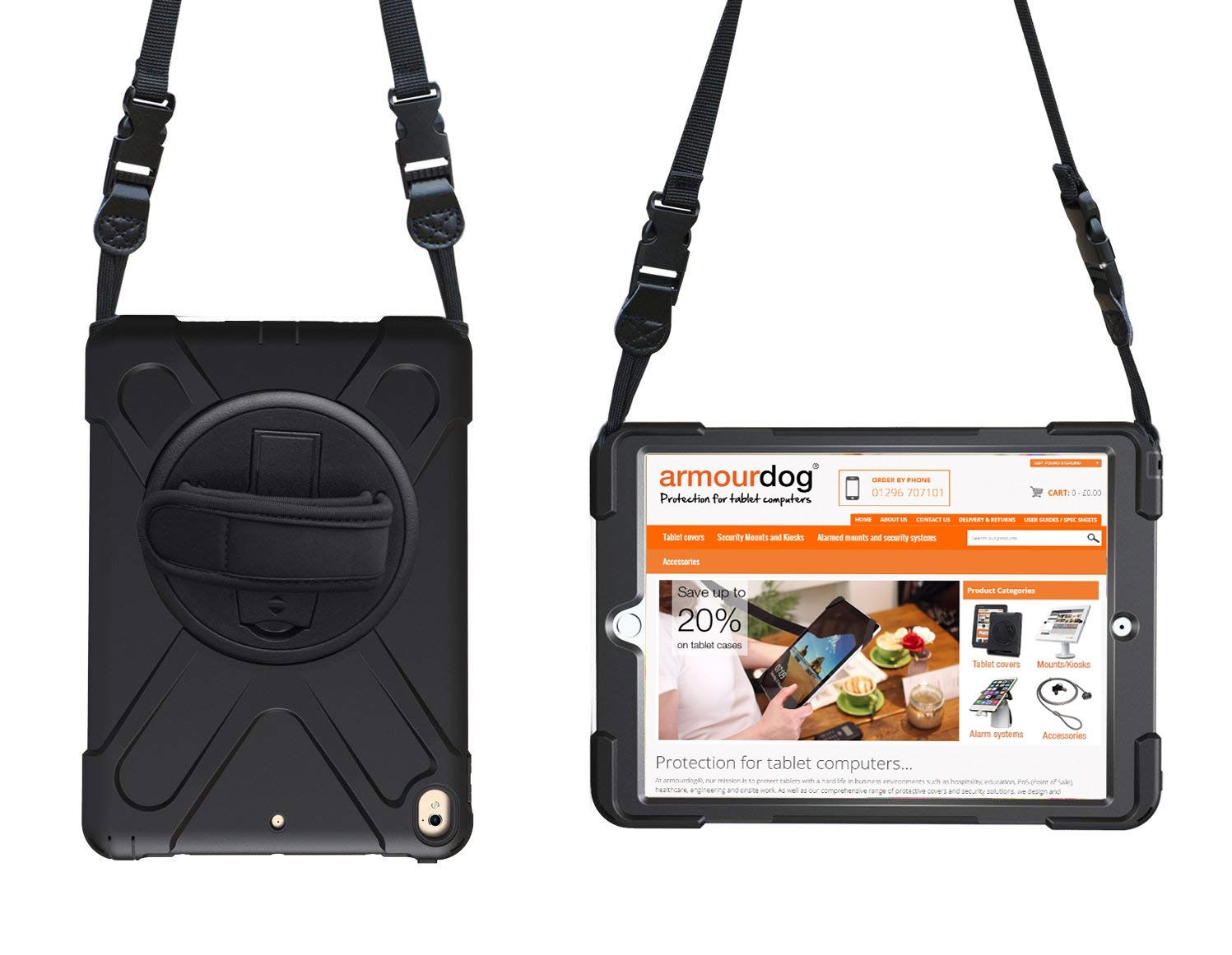 Rugged case for the iPad mini 4/5 with hand & shoulder strap, kick stand and glass screen protector