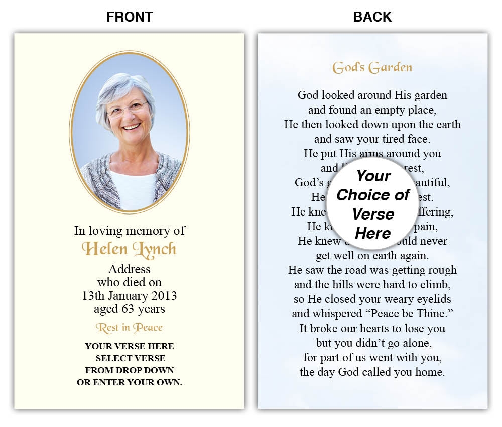 RW01 Original Wallet with Long Verse, 15 – Funeral Memorial Cards – Memory Card Shop