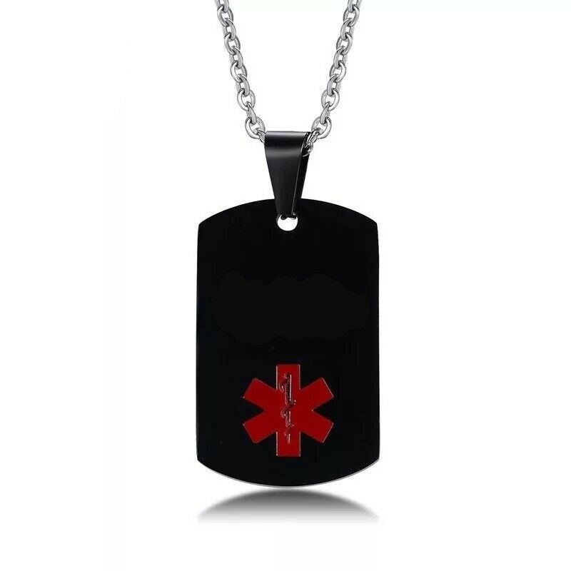 Elite Medical Alert Dog Tag Necklace Black – Personalised Medical