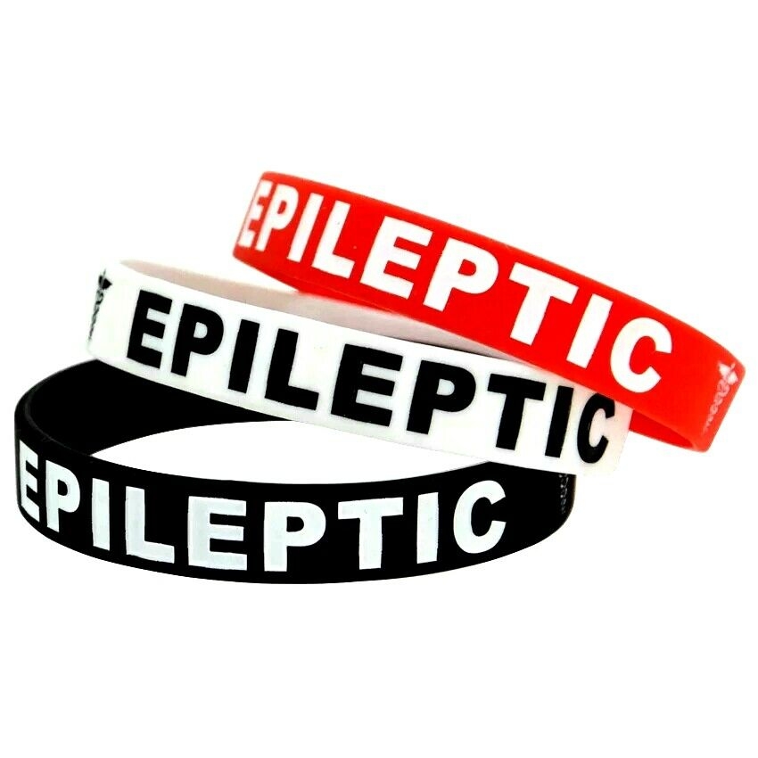 Epileptic Medical Alert Silicone Wristbands White – Personalised Medical
