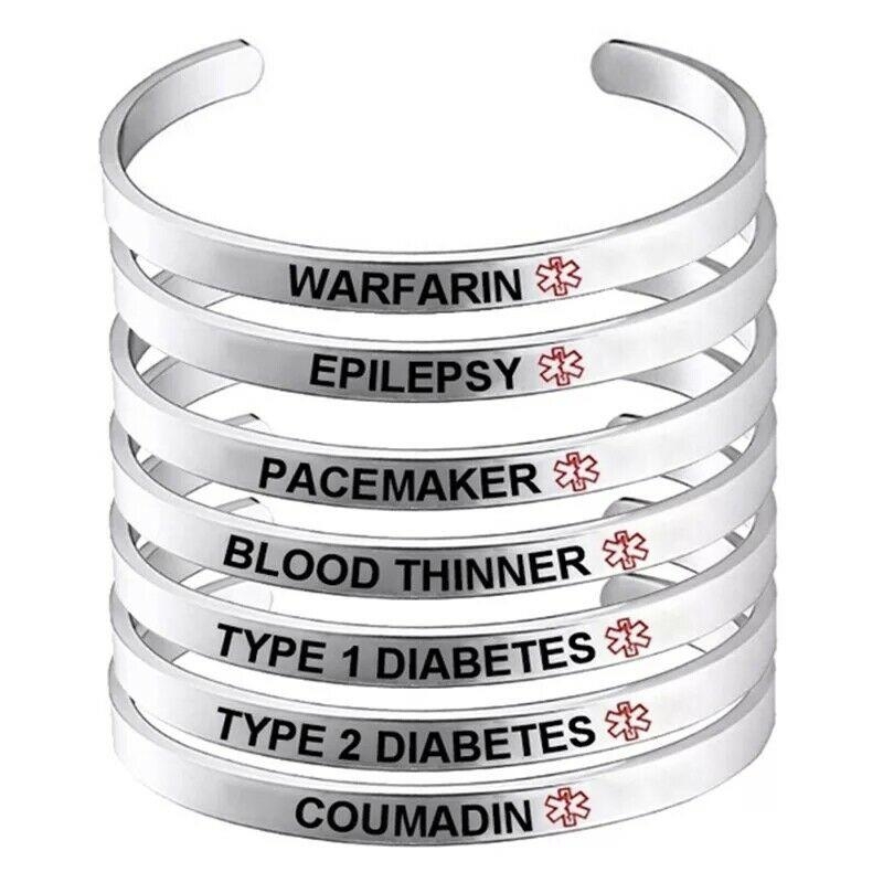 Adjustable Stainless Steel Medical Alert Bangle Warfarin – Personalised Medical