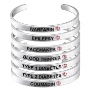 Adjustable Stainless Steel Medical Alert Bangle Warfarin – Personalised Medical