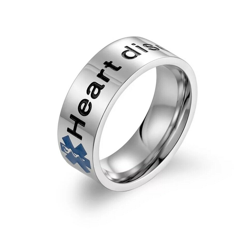 Heart Disease Medical Alert Rings V 1/2 (US 11) – Personalised Medical