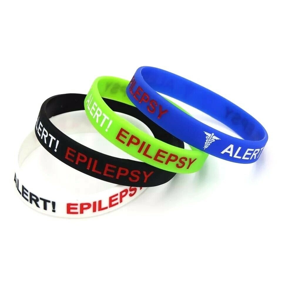 Epilepsy Medical Alert Silicone Wristbands White – Personalised Medical