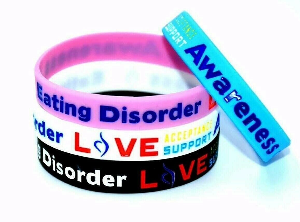 Eating Disorder Awareness Silicone Wristbands Pink – Personalised Medical