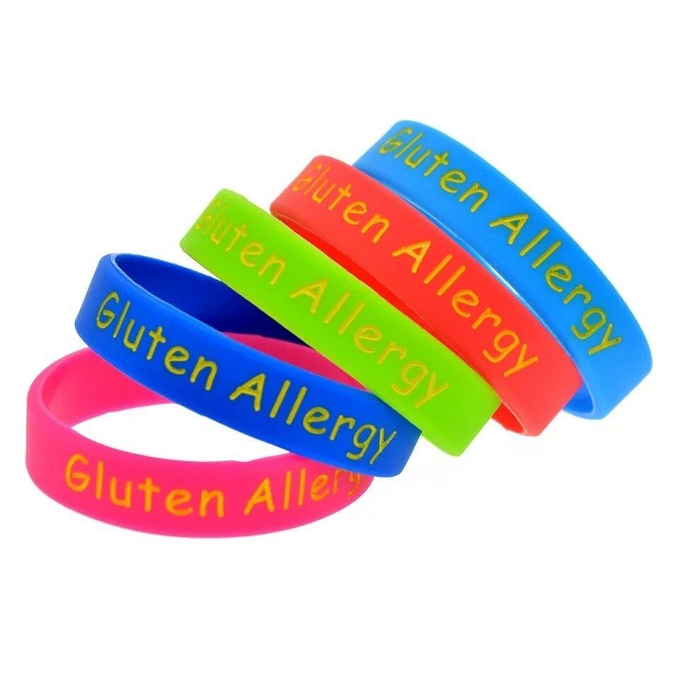 Kids Gluten Allergy Medical Alert Silicone Wristbands Pink – Personalised Medical