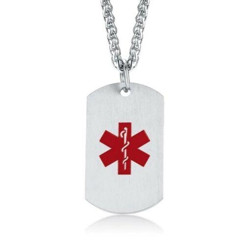 Maverick Medical Alert Dog Tag Necklace Silver – Personalised Medical