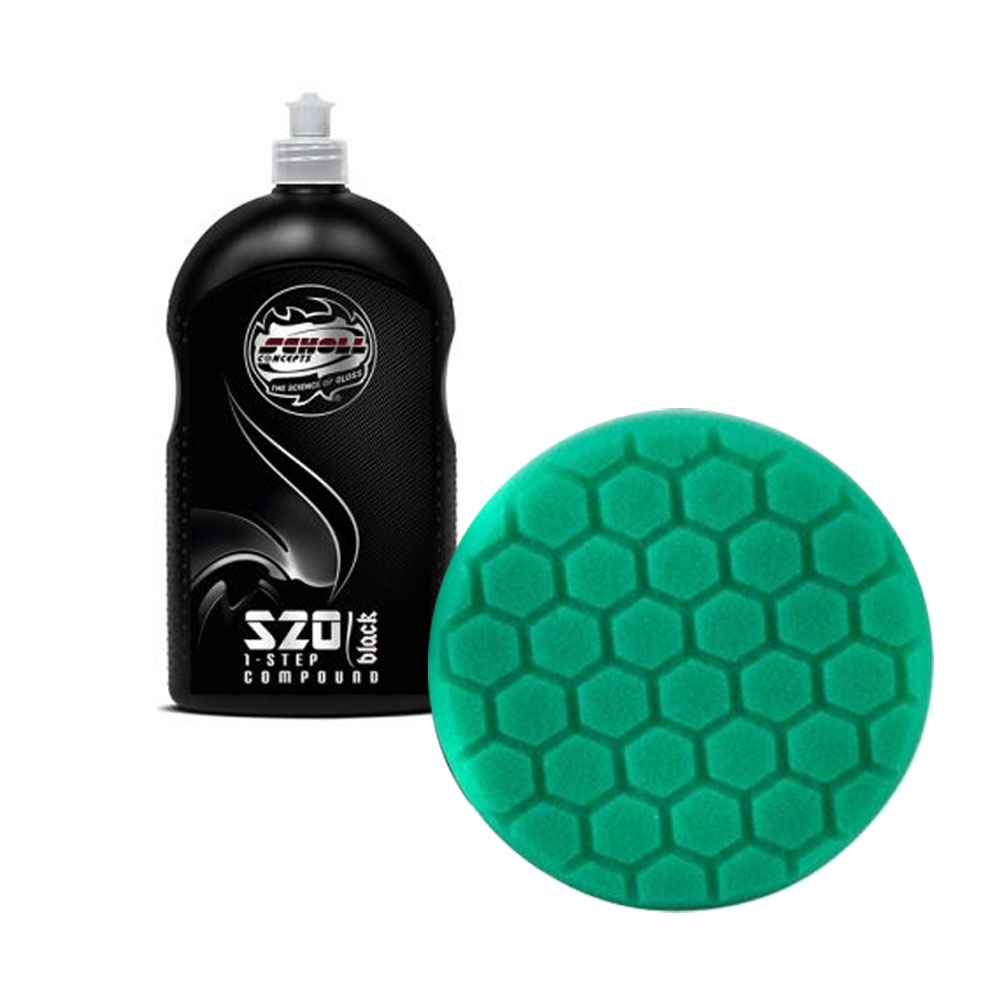 Scholl Concepts S20 Black and Chemical Guys Hex-Logic Green 5″ Pad – Blok 51