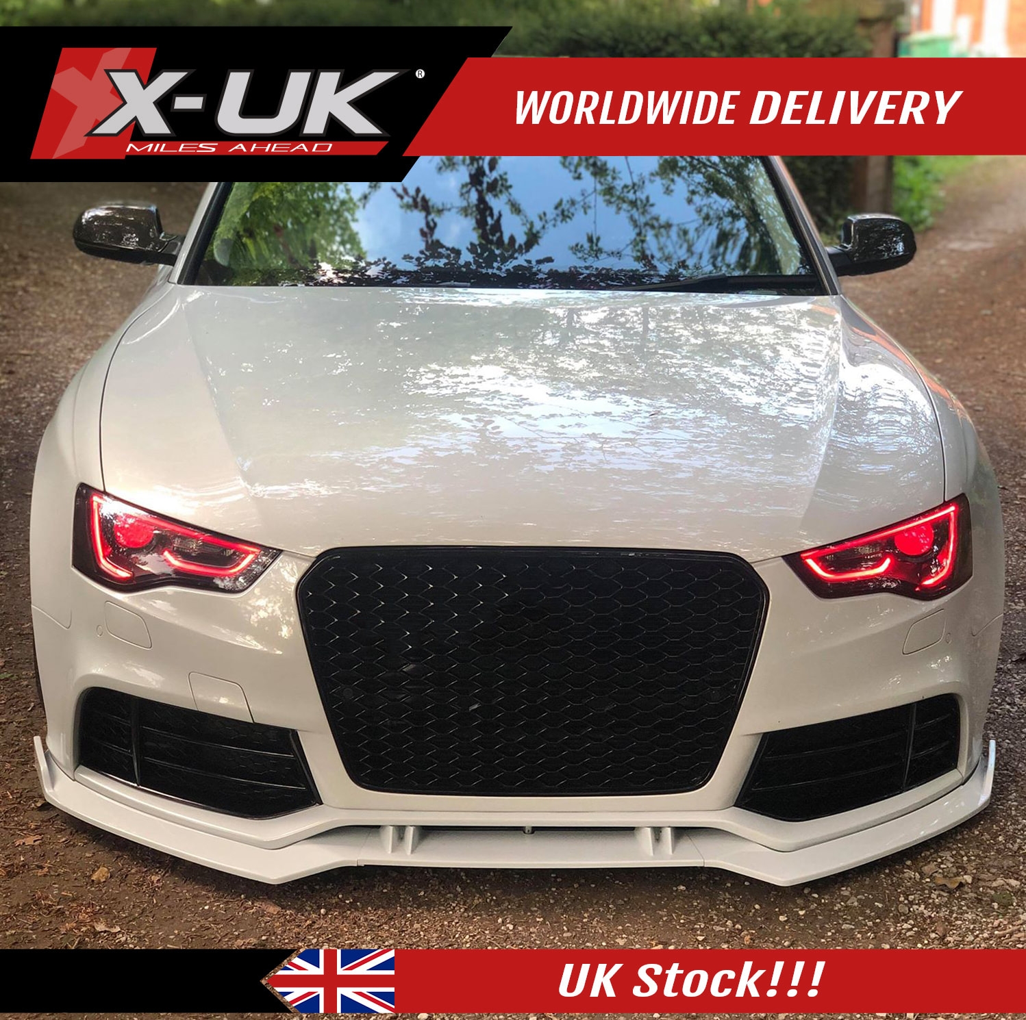 Audi Rs5 2012-2015 B8.5 Front Bumper Lower Splitter Lip Black Frp – X-UK Ltd