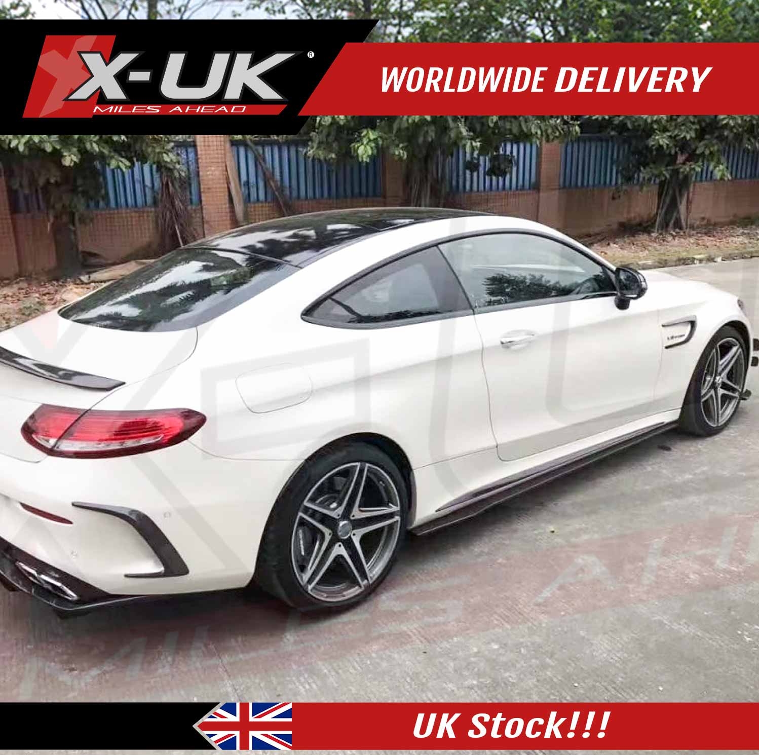 Mercedes C63 W205 C43 Amg Gloss Black Side Skirts Extensions – X-UK Ltd