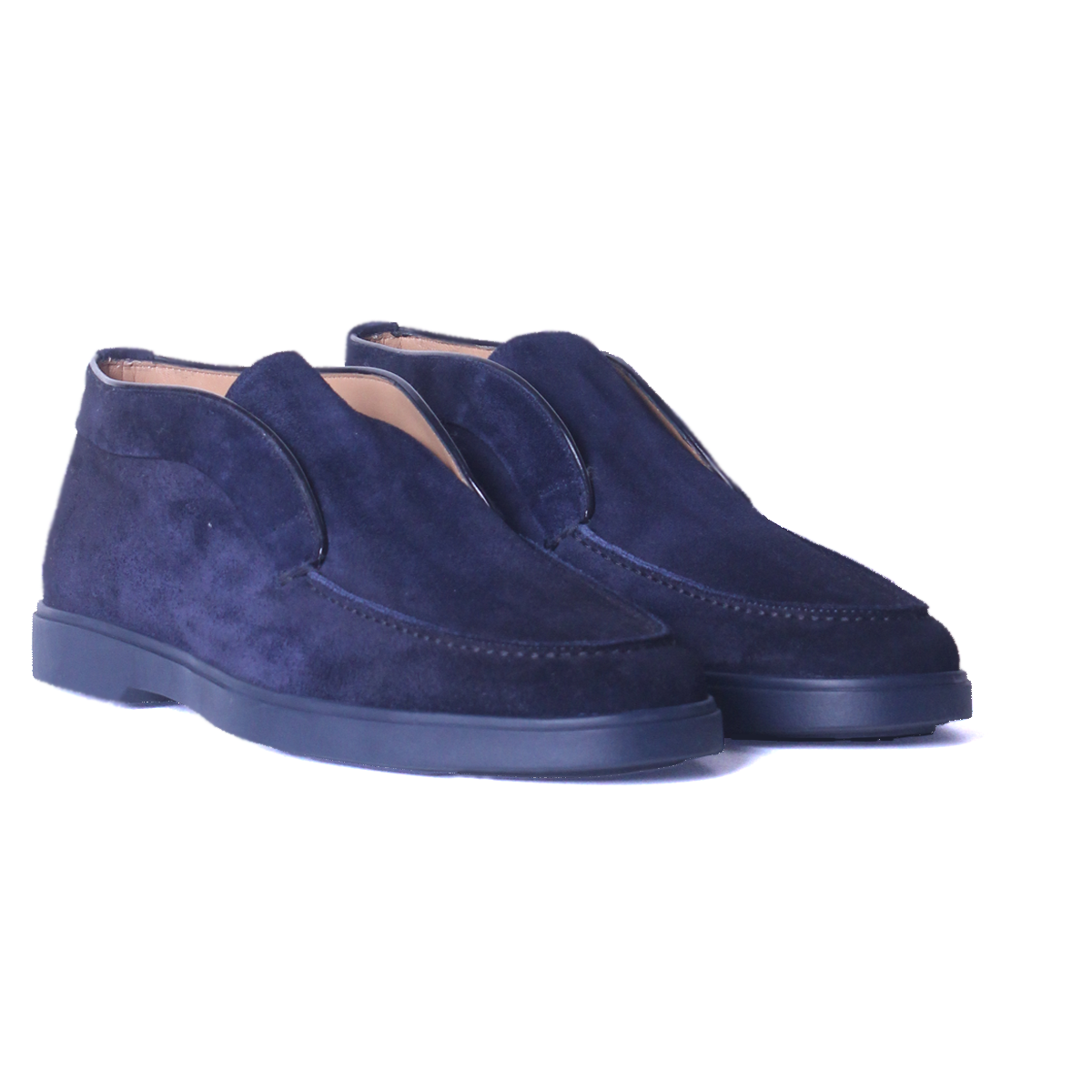Santoni Mens Navy Blue Suede Slip-On Chukka Shoes – 8.5 – Robert Old & Co