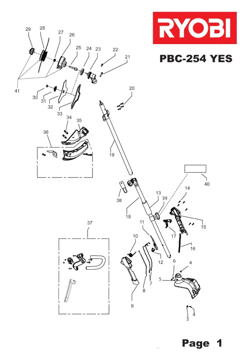 Ryobi – Spare Part – Lower Tube For Brush Cutter – PBC254YES – Lower Tube – Genuine Replacement Part