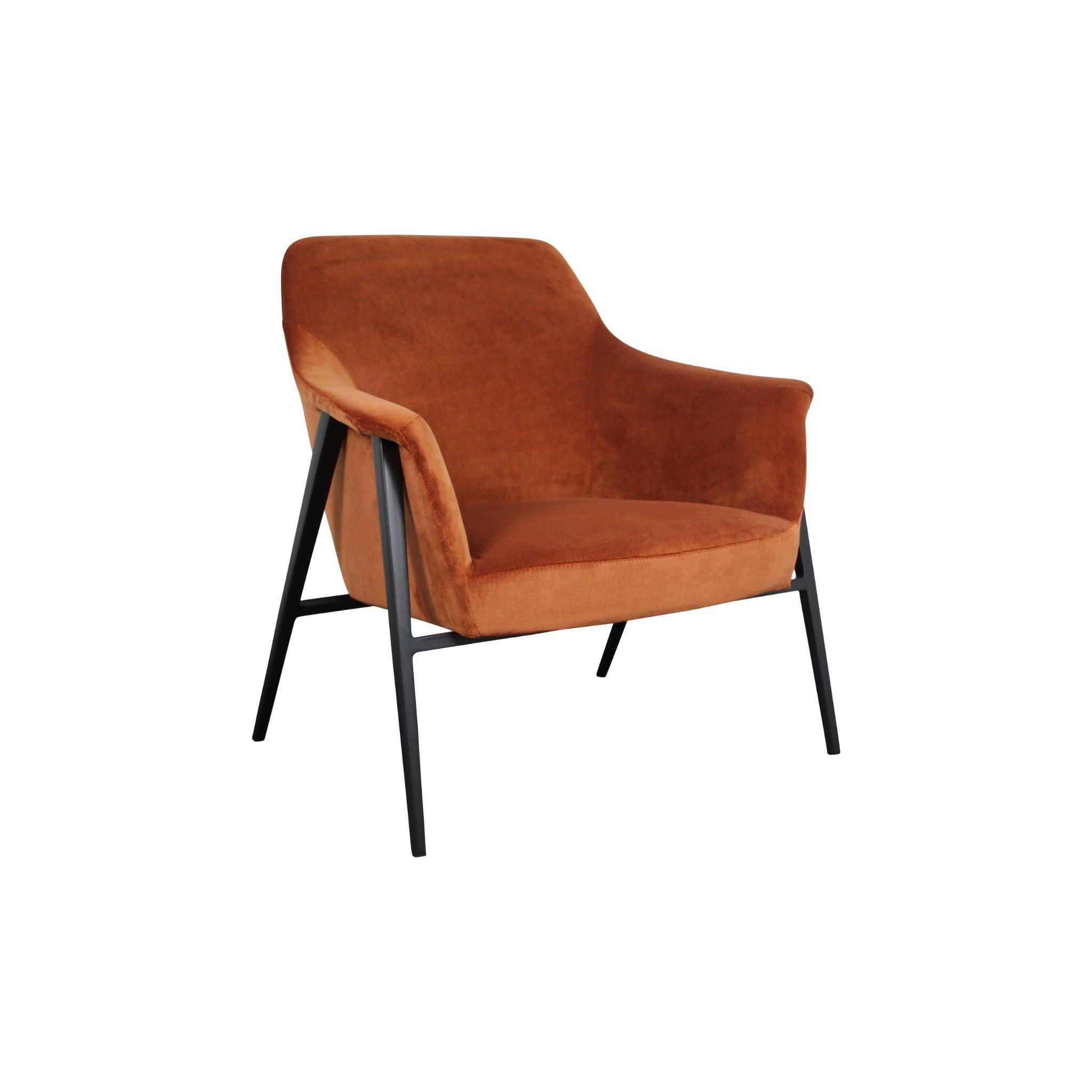 Sawyer Armchair in Burnt Orange Velvet With Black Legs – Furniture & Homeware – The Luxe Home