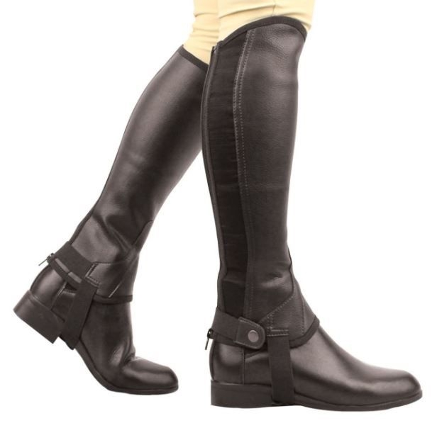 Saxon Equileather Children’s Half Chaps – Black – Childs Medium – Saddlemasters Equestrian