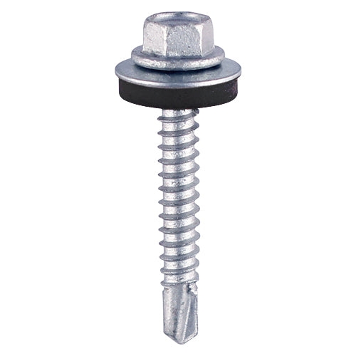 Timco Self-Drilling Screws – Hex – Light Section Steel – Zinc – with EPDM Washer – 5.5mm x 25mm / 50pcs – Just The Job Supplies